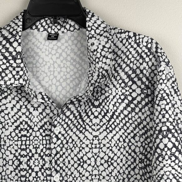 Manfinity button up short sleeve man’s shirt XXL black white geometric pattern - Picture 8 of 8